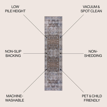 Alanya Ornate Medallion Washable Area Rug